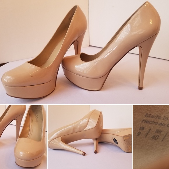 Aldo Prue Nude Platform Patent Heel size 9 - Picture 8 of 8
